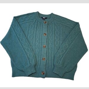 Chaps Teal Cable-Knit Button Cardigan Woman's Size XL